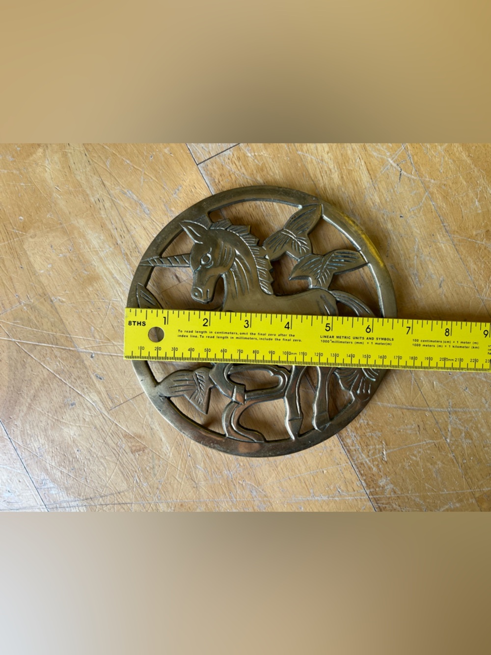 Brass Unicorn Trivet 1980-1990 kitchen wall art - Picture 3 of 13